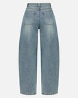 EP YAYING Vintage Stretch High-Waist Curved Wide-Leg Denim Pants