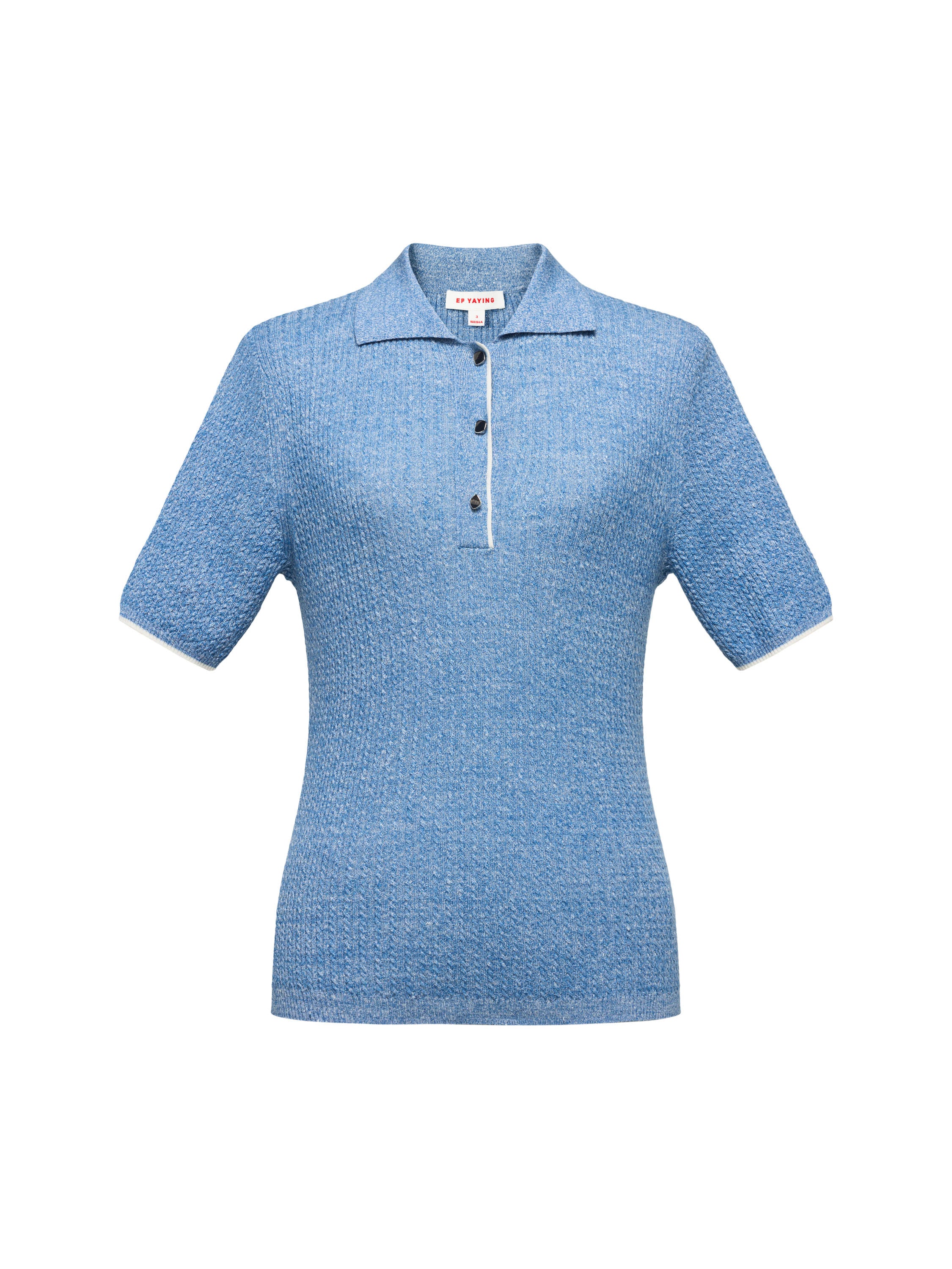 EP YAYING Linen Wool Blend Knit Polo Shirt