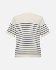 EP YAYING Relaxed Round Neck Embossed Linen Stripe Knit T-Shirt