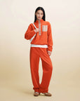 EP YAYING Double‑Faced Fleece Color‑Block Stand‑Collar Sweatshirt EGLIA5203A