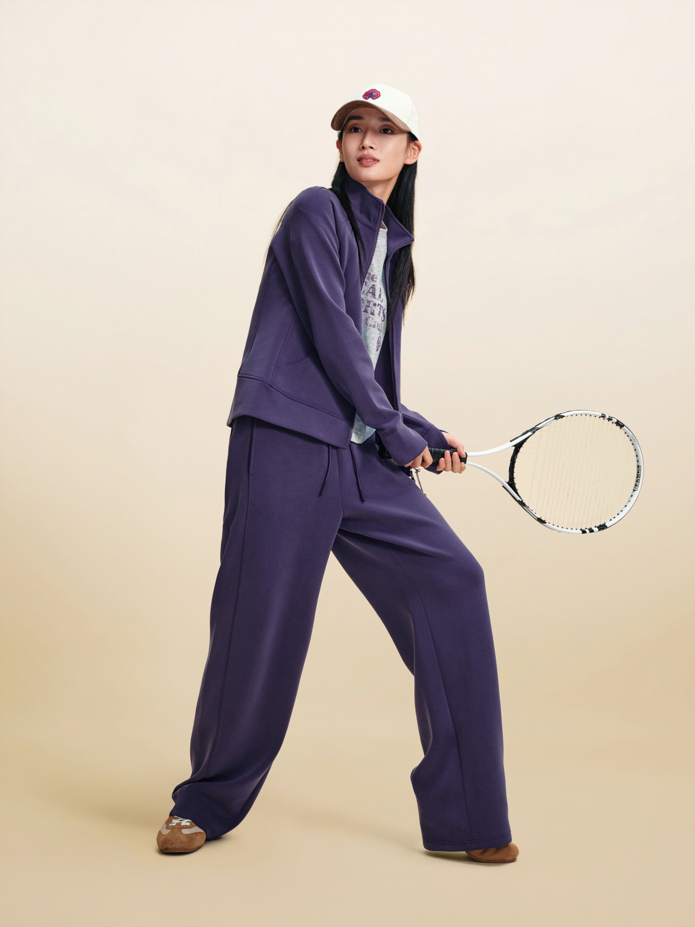 EP YAYING Curved Leg Wide Trousers