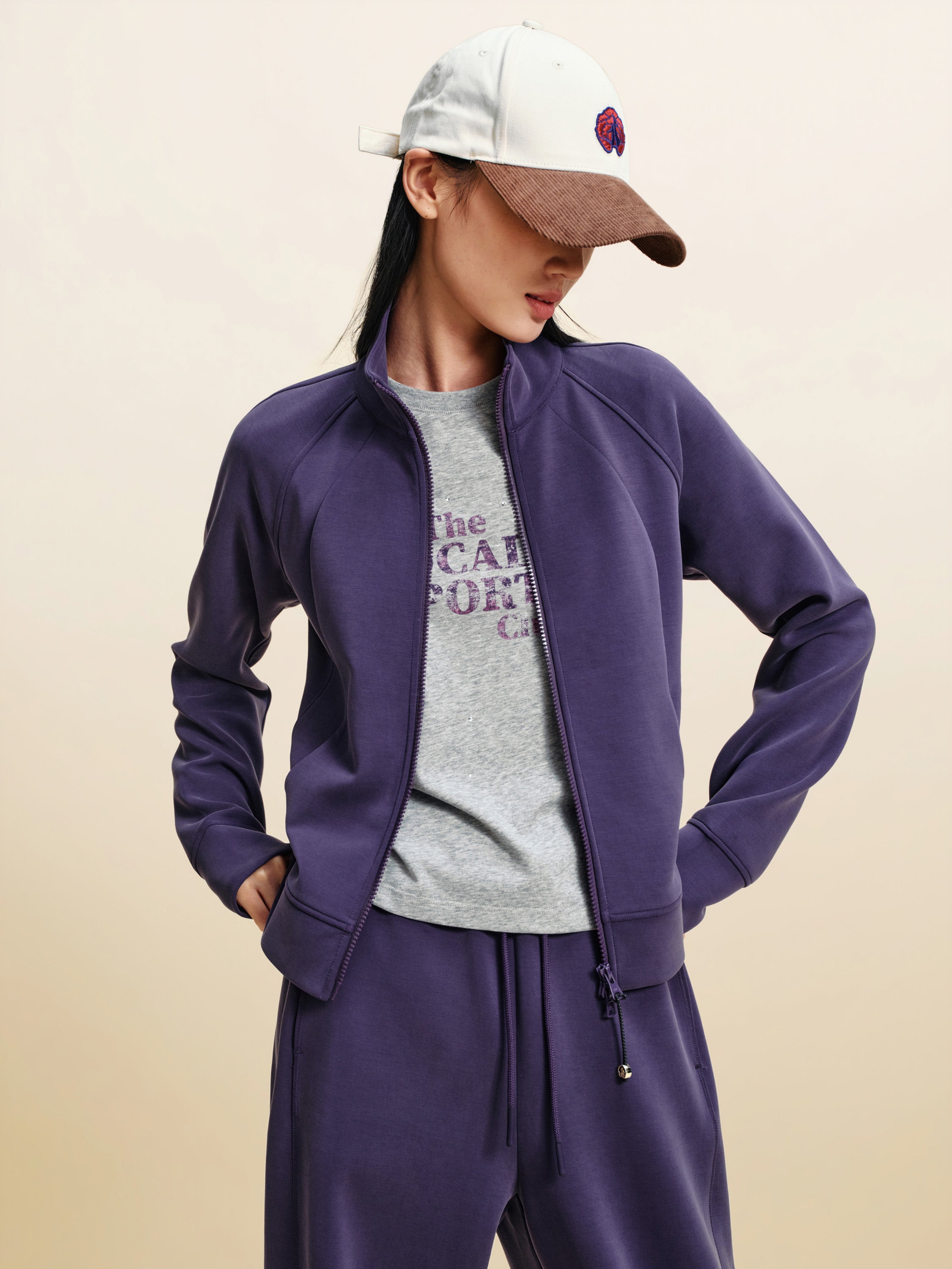 EP YAYING Stand Collar Zip Short Athletic Jacket