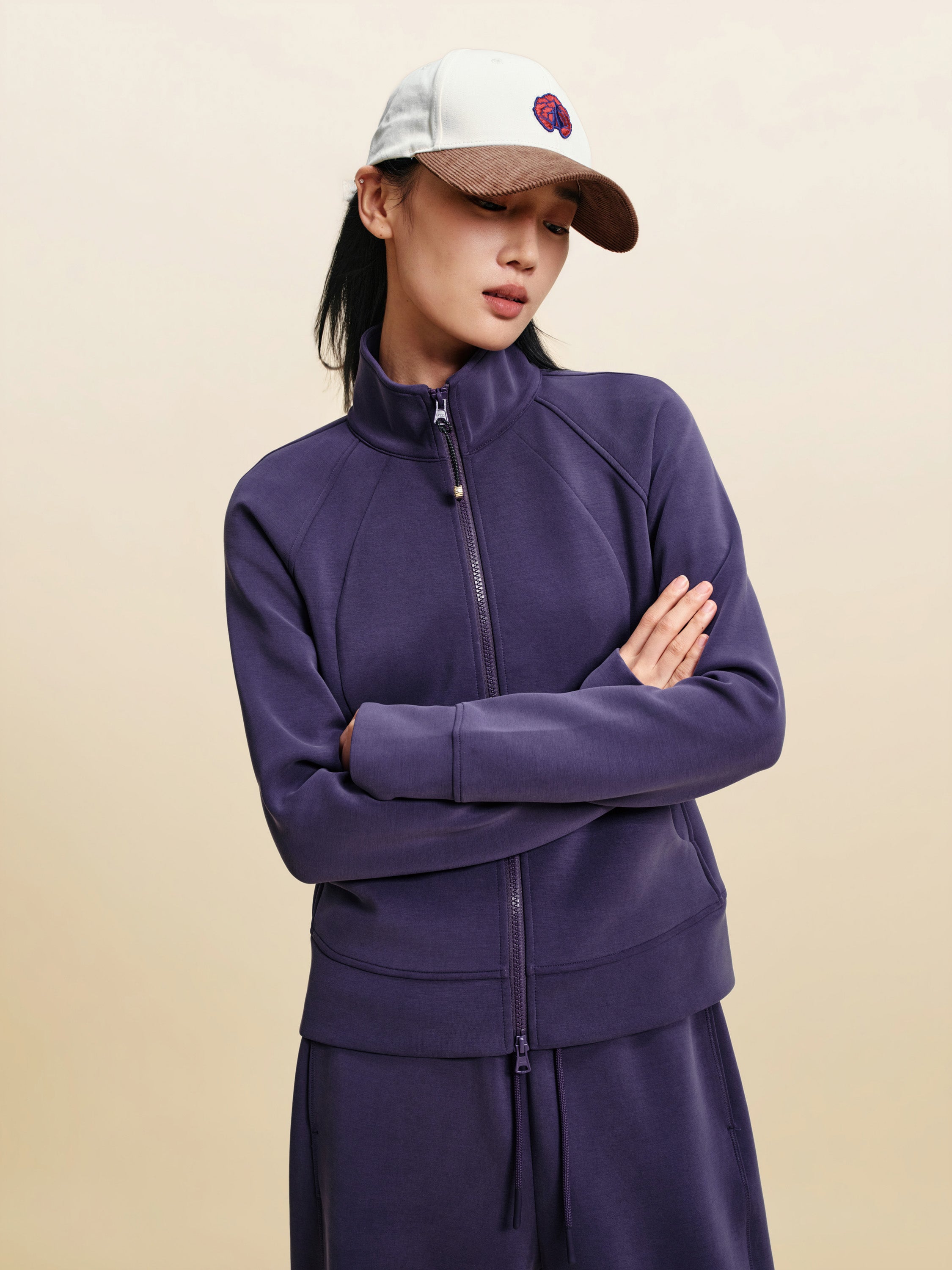 EP YAYING Stand Collar Zip Short Athletic Jacket