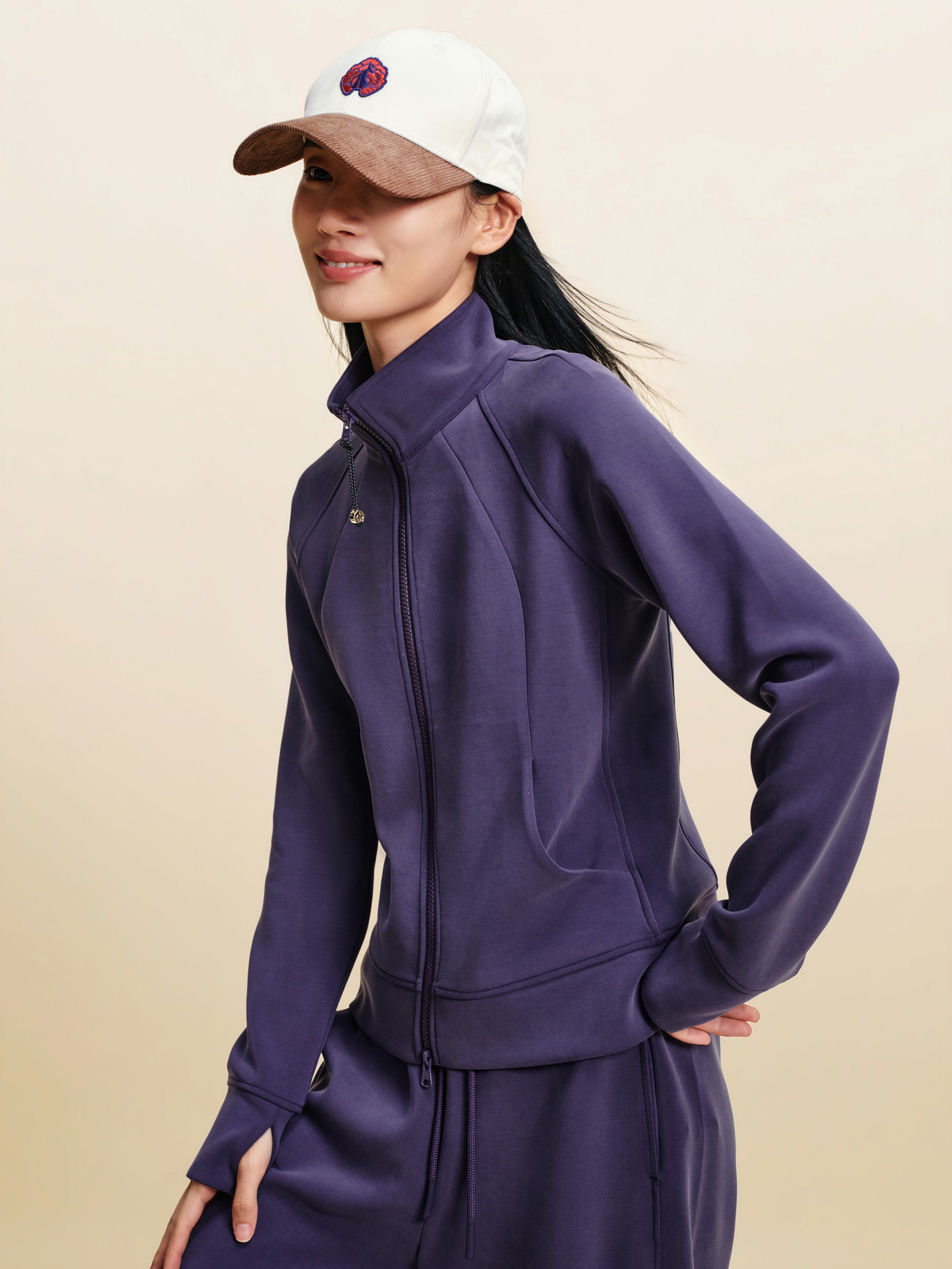 EP YAYING Stand Collar Zip Short Athletic Jacket