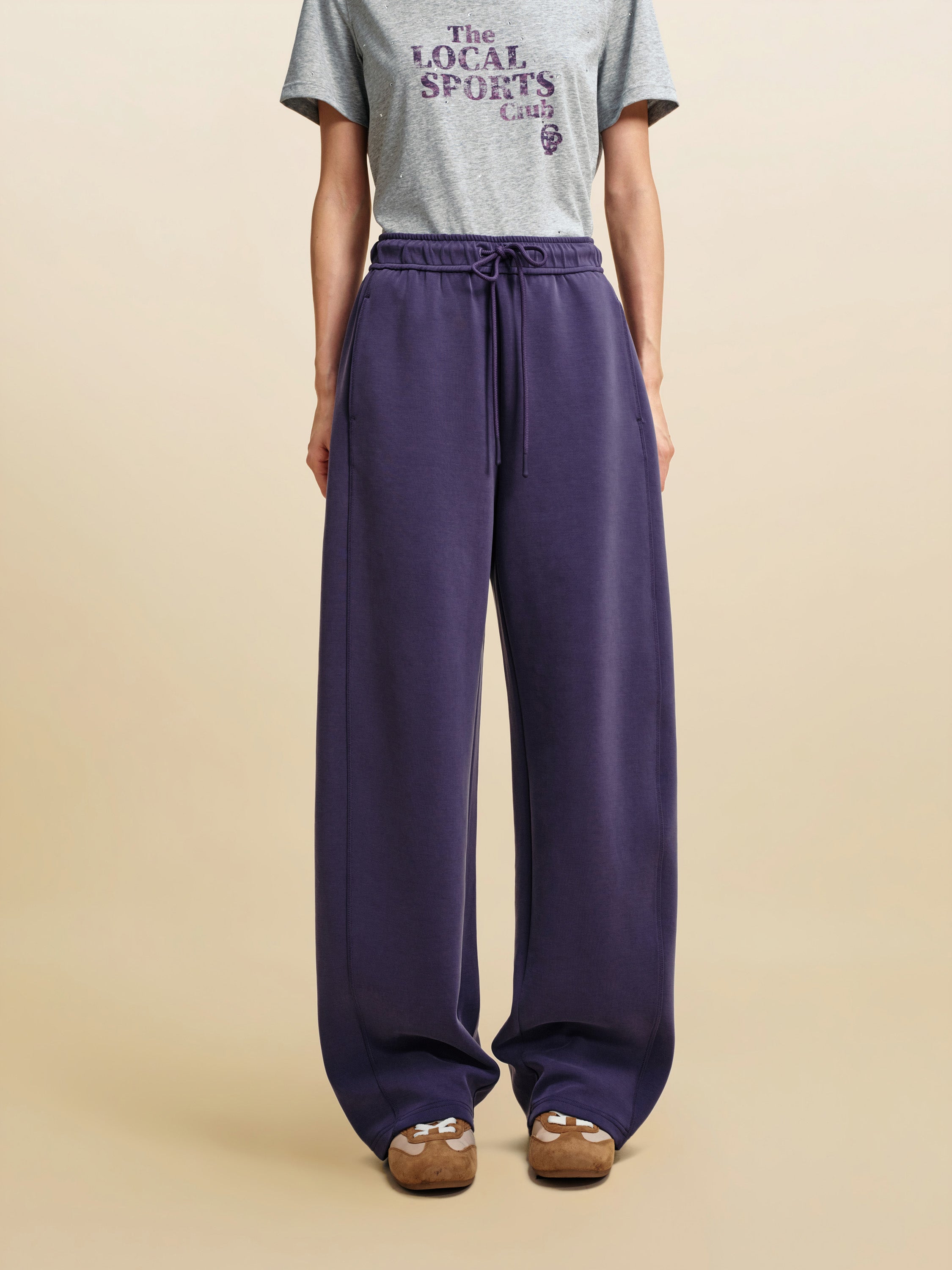 EP YAYING Curved Leg Wide Trousers