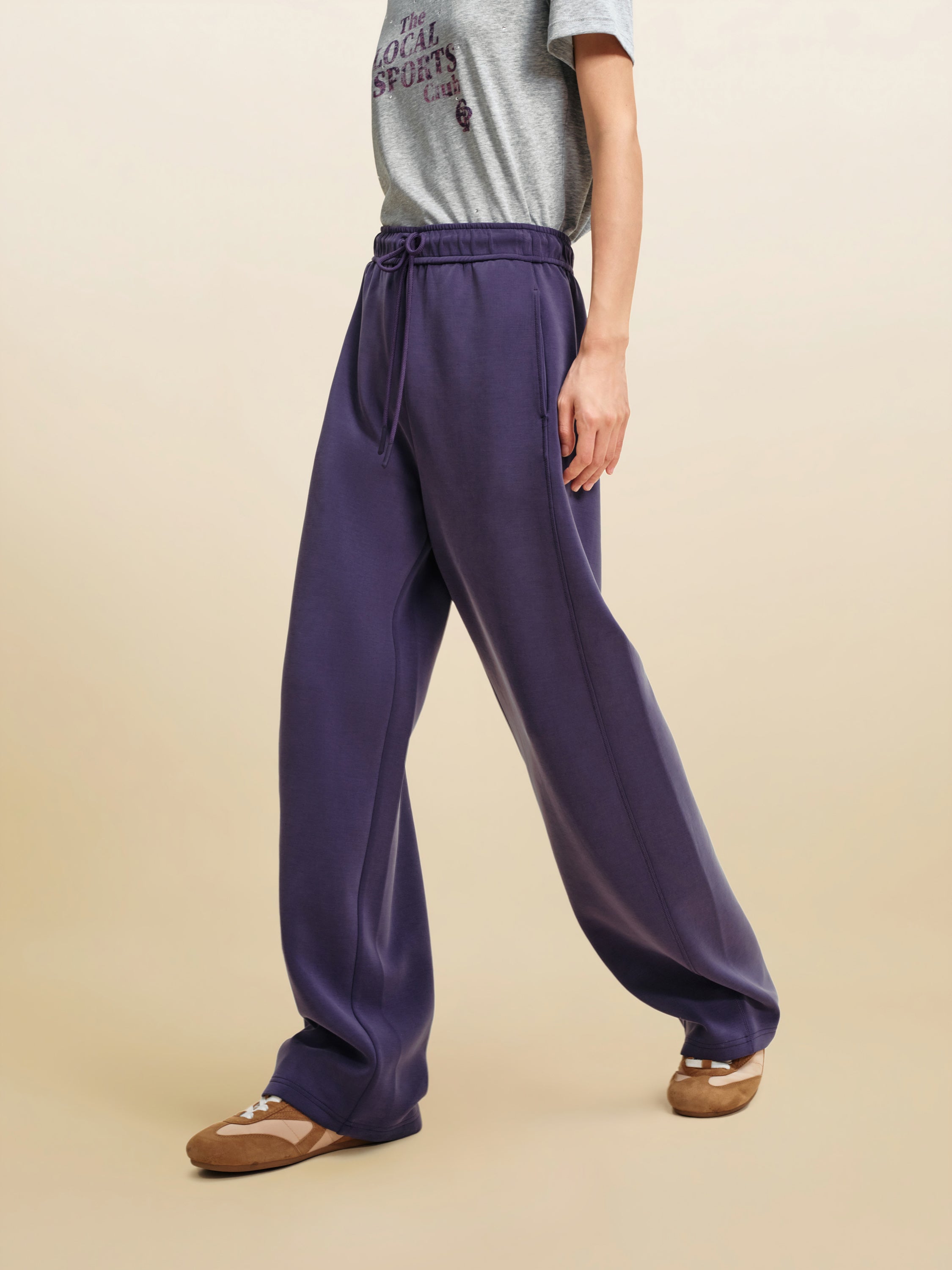 EP YAYING Curved Leg Wide Trousers