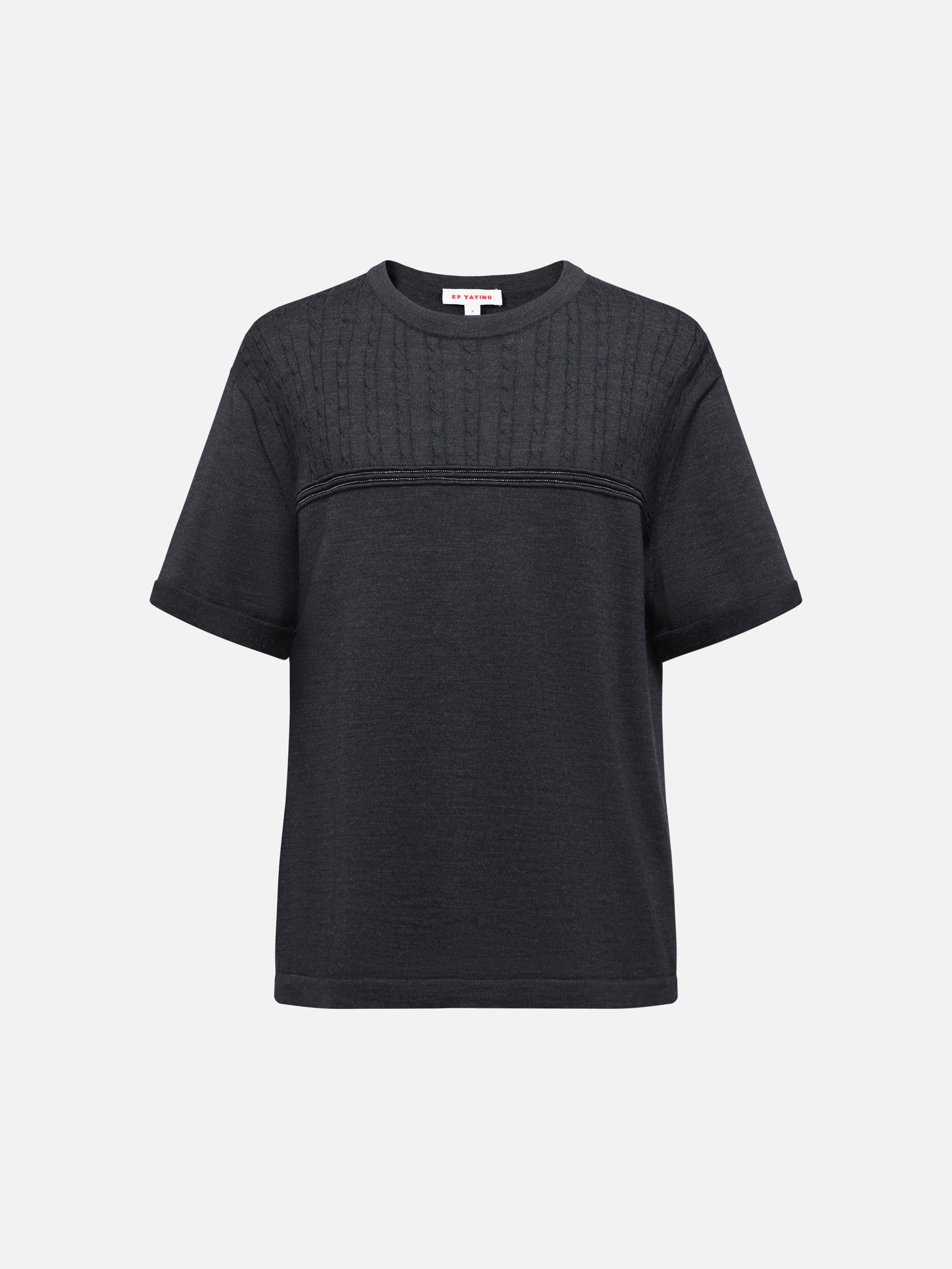 EP YAYING Soft Warm Pure Wool Floral Knitted Top