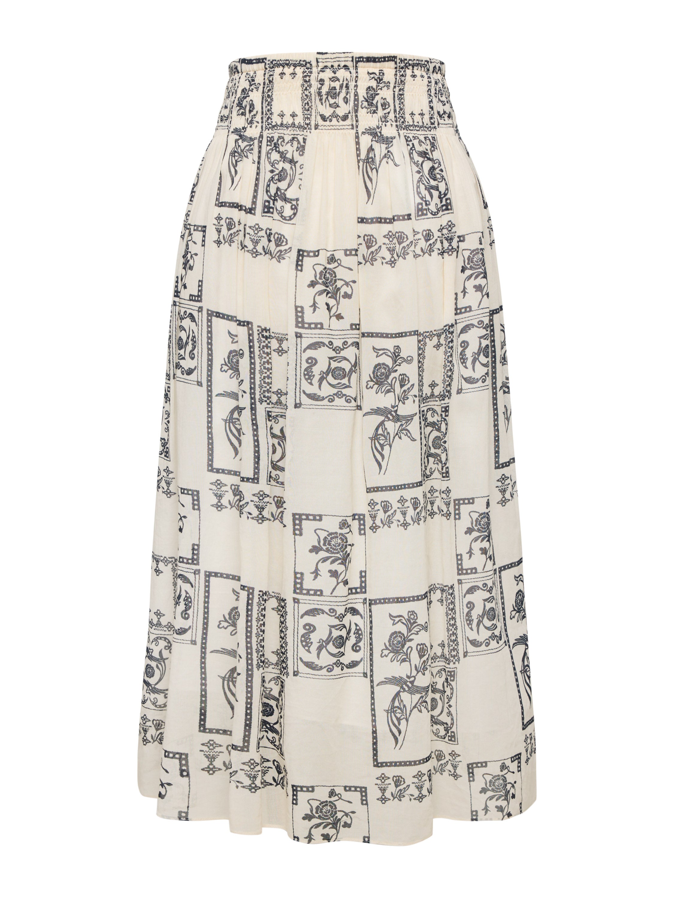 EP YAYING 100% Cotton Floral Print Midi A-Line Skirt