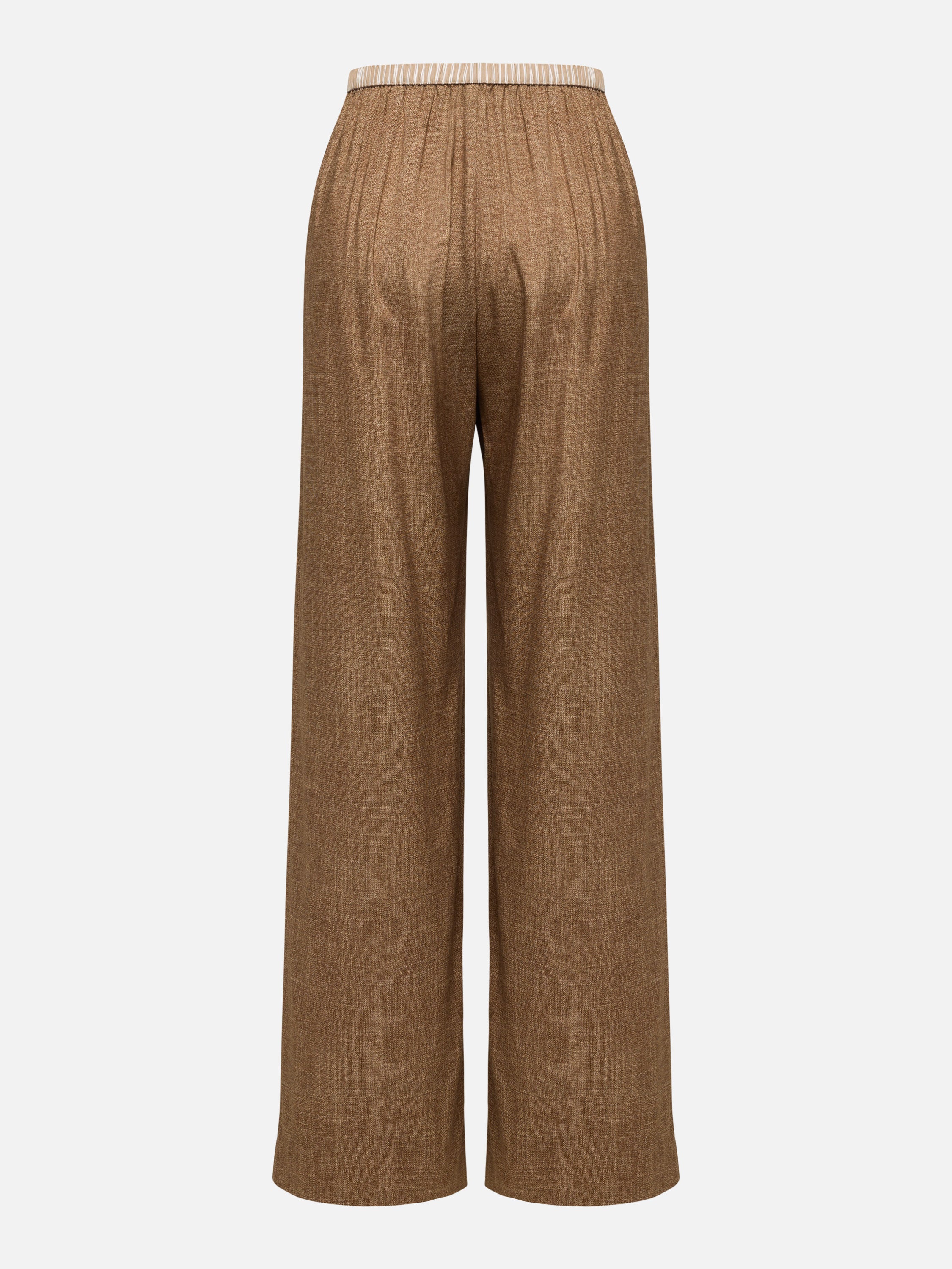 EP YAYING Stretch Silk Commuter Tailored Straight-Leg Pants