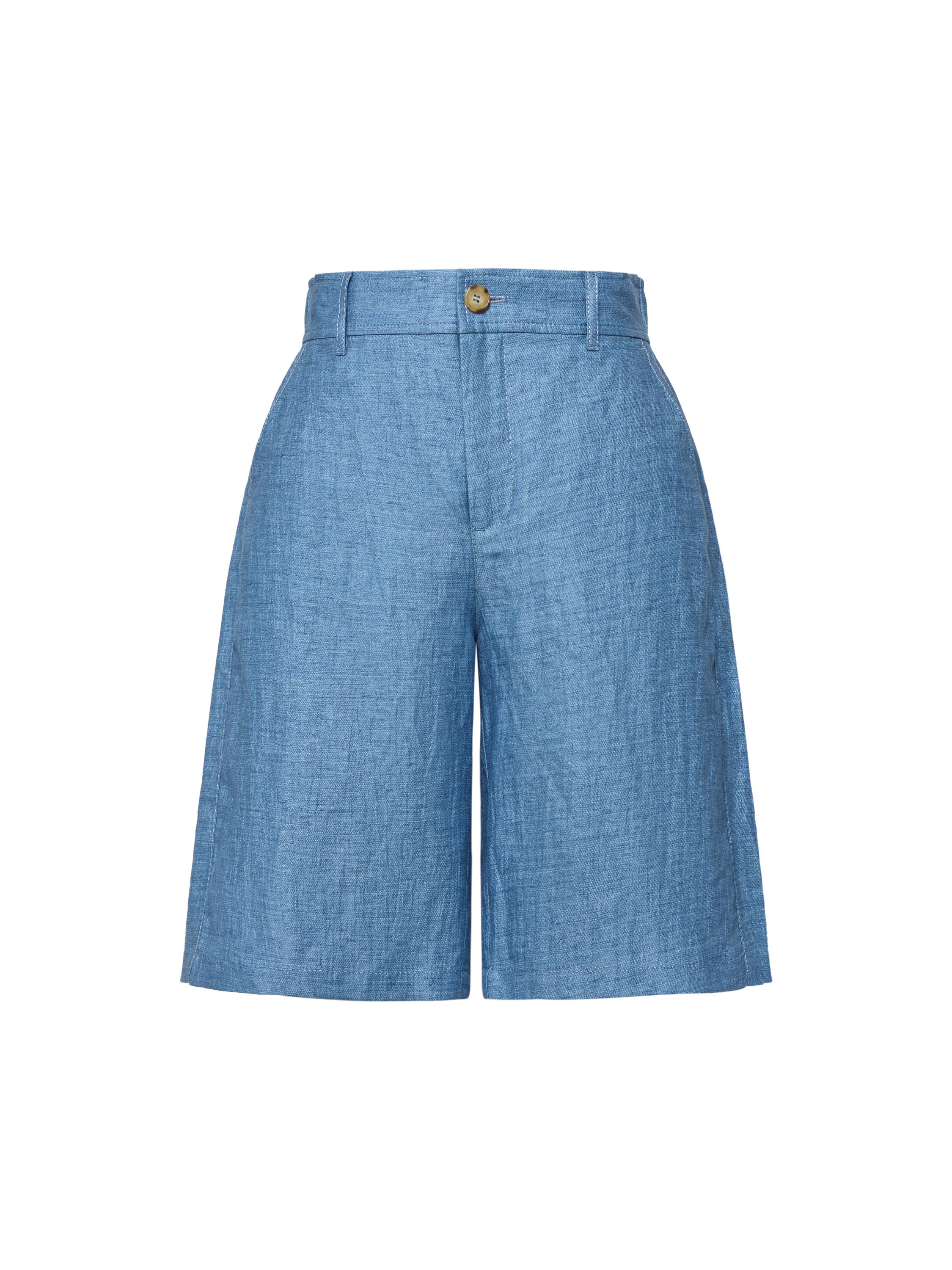 EP YAYING Linen Pleated Wide-Leg Shorts