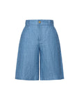 EP YAYING Linen Pleated Wide-Leg Shorts