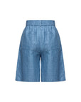 EP YAYING Linen Pleated Wide-Leg Shorts