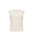 EP YAYING Triacetate Structured Round Neck Waist-Cinching Knitted Vest