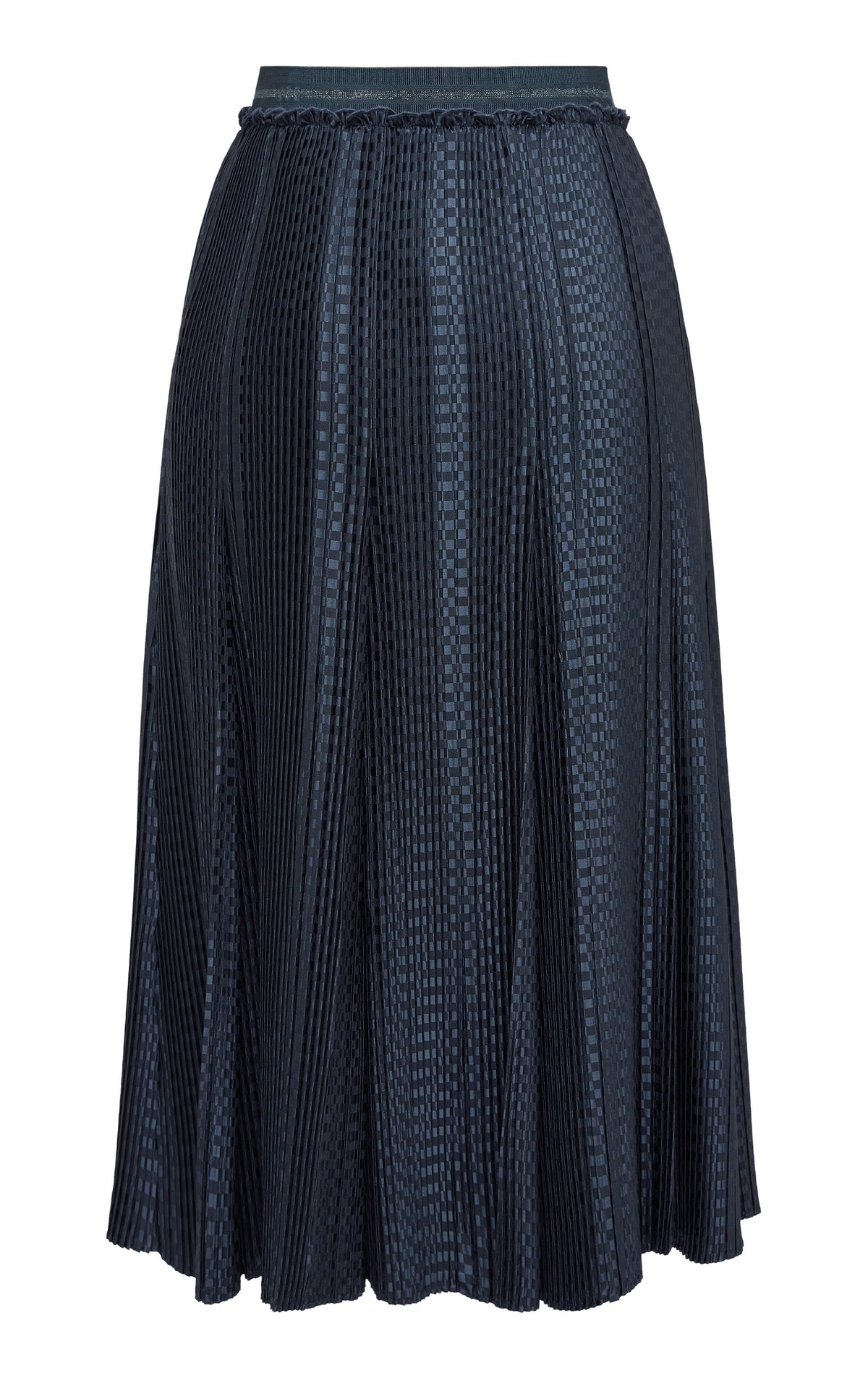 YAYING Navy Textured Pleated Midi Skirt