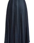 YAYING Navy Textured Pleated Midi Skirt