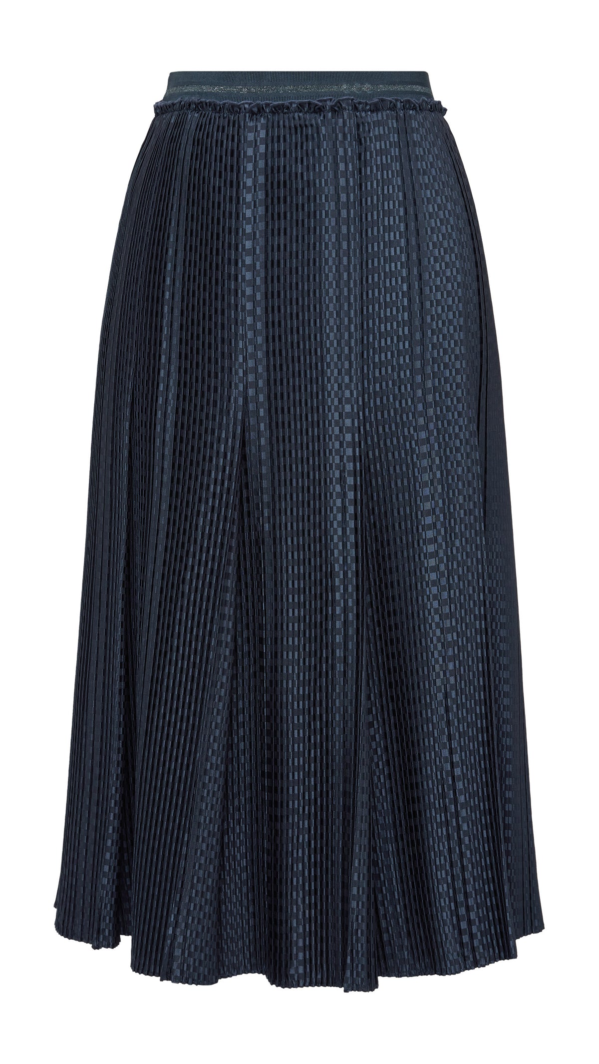 YAYING Navy Textured Pleated Midi Skirt