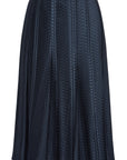 YAYING Navy Textured Pleated Midi Skirt