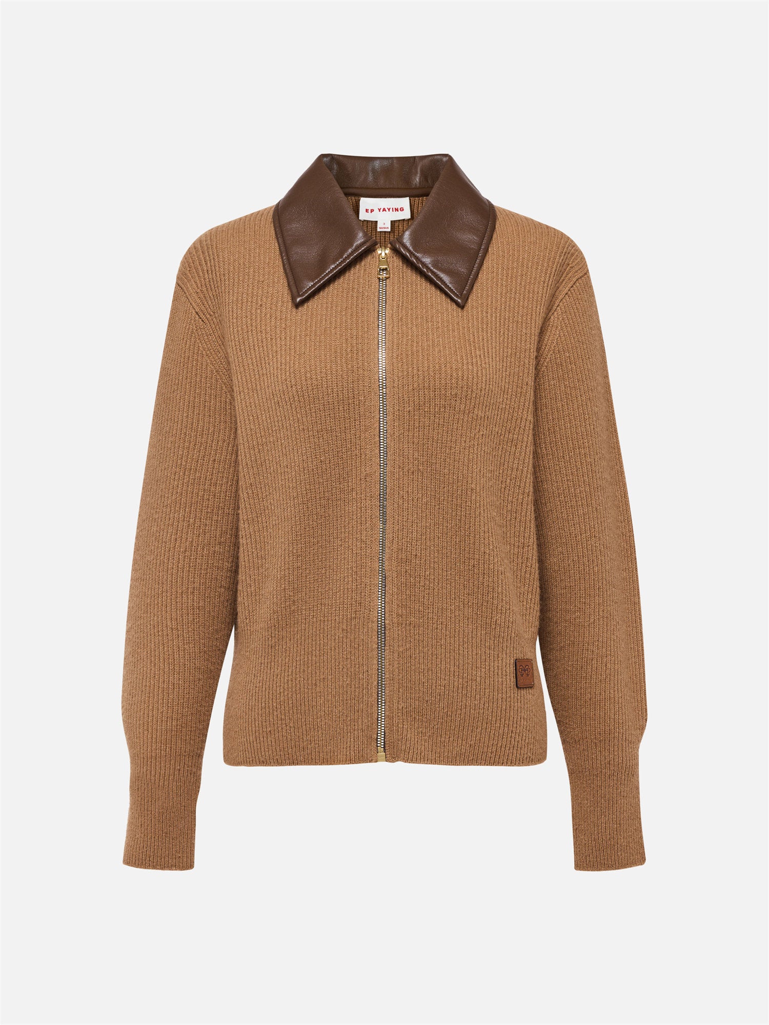 EP YAYING Cashmere Leather Collar Knitted Sweater