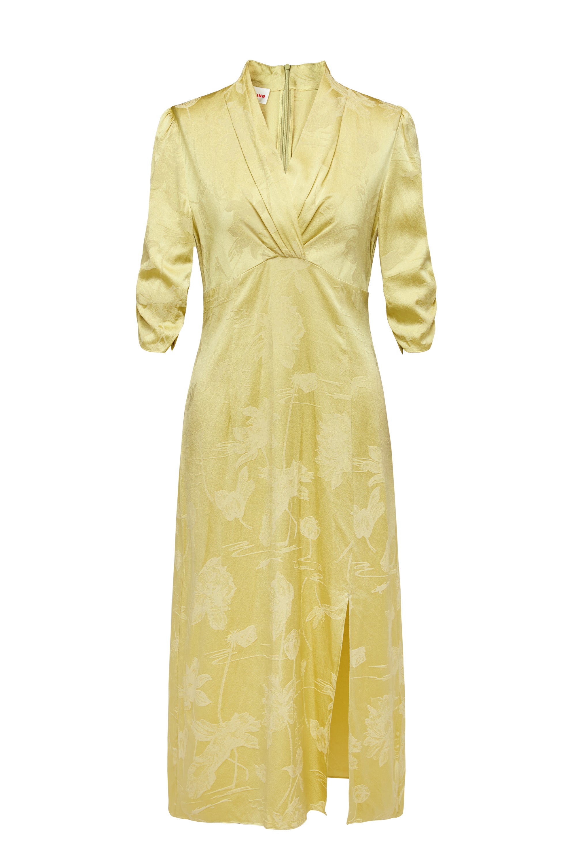 YAYING Yellow Satin Midi Dress