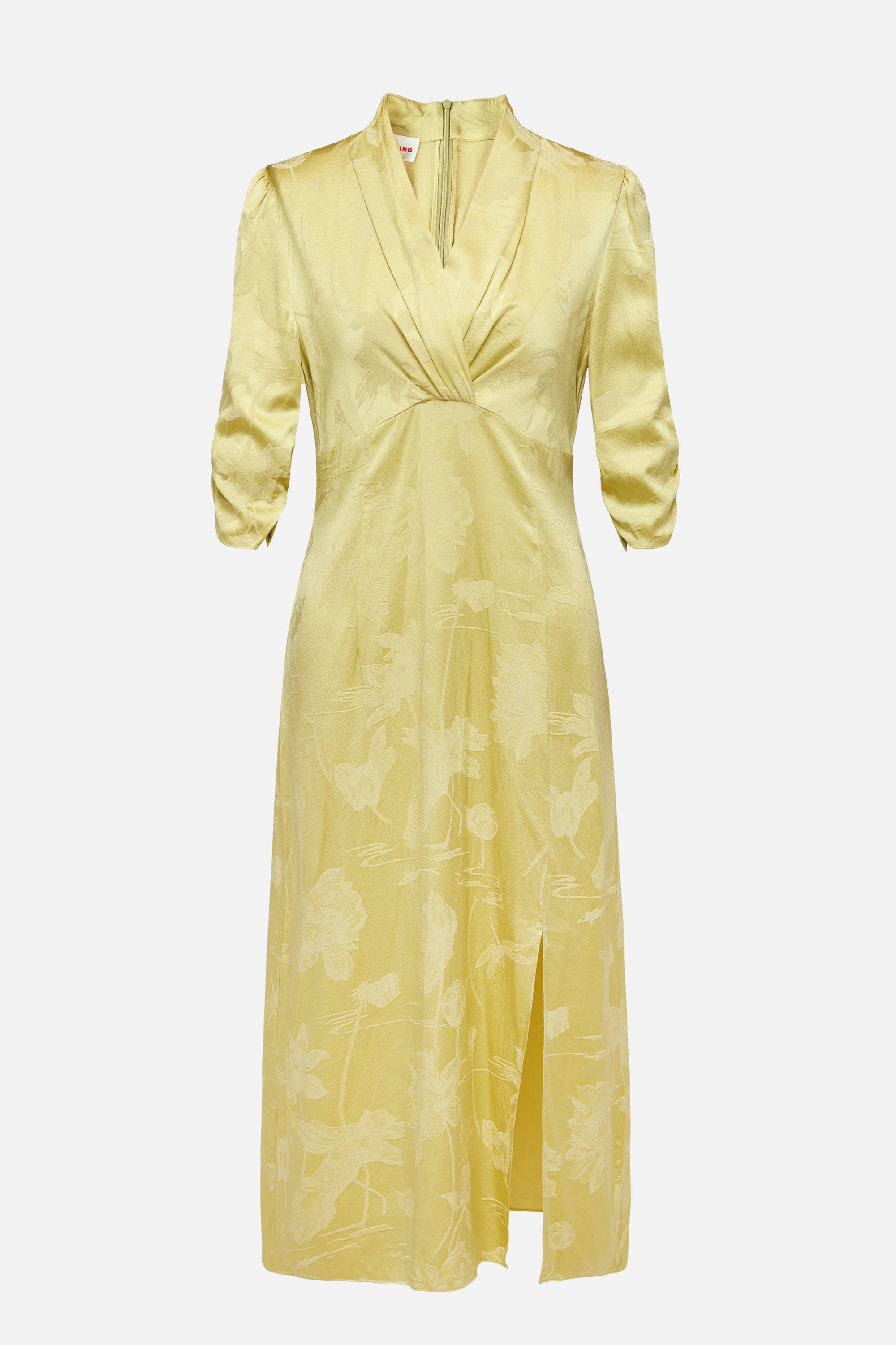 YAYING Yellow Satin Midi Dress