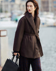 EP YAYING Shawl-Collar Belted Down Coat EGKIAY921AK