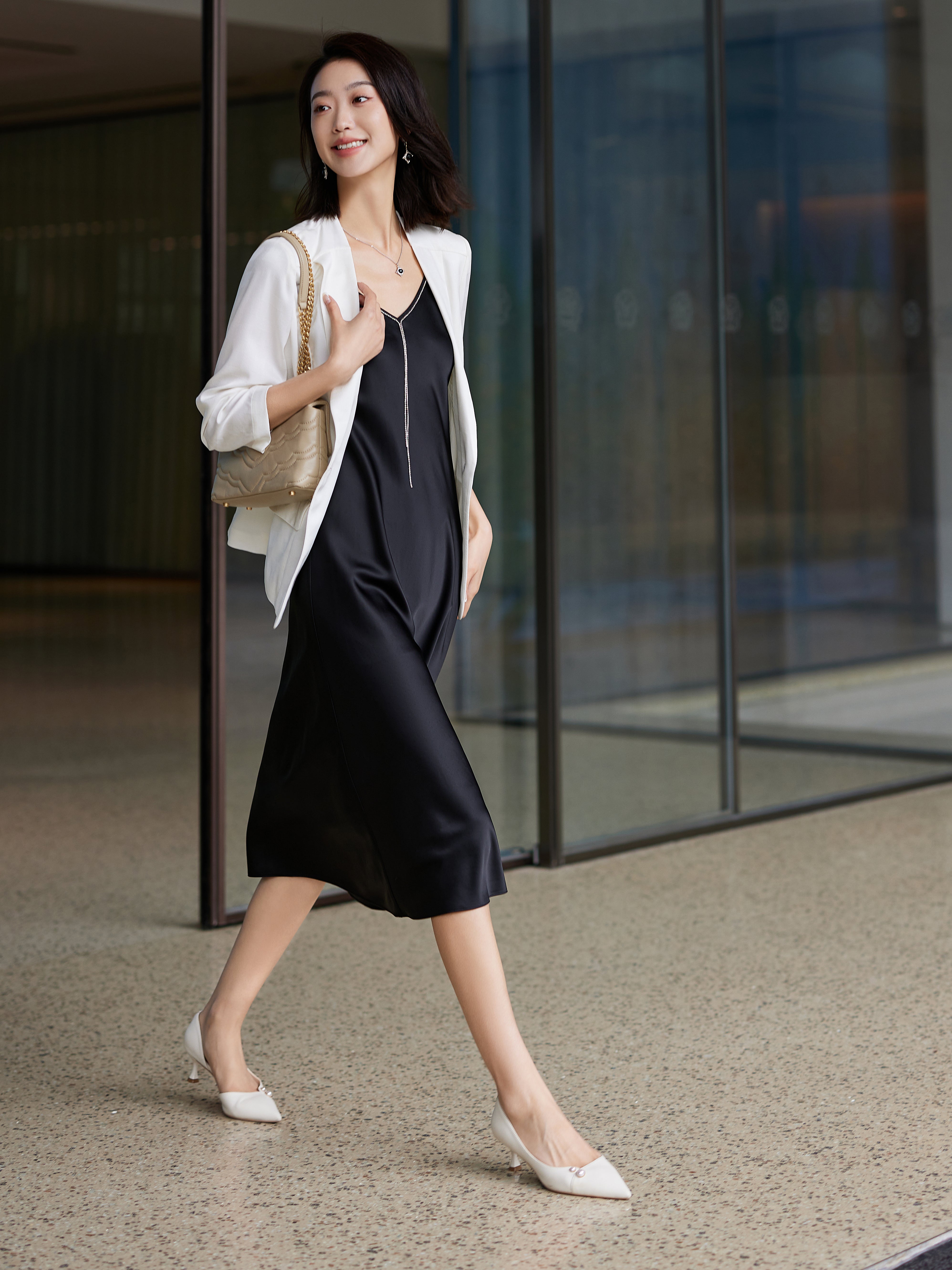 EP YAYING BLACK SLIP DRESS