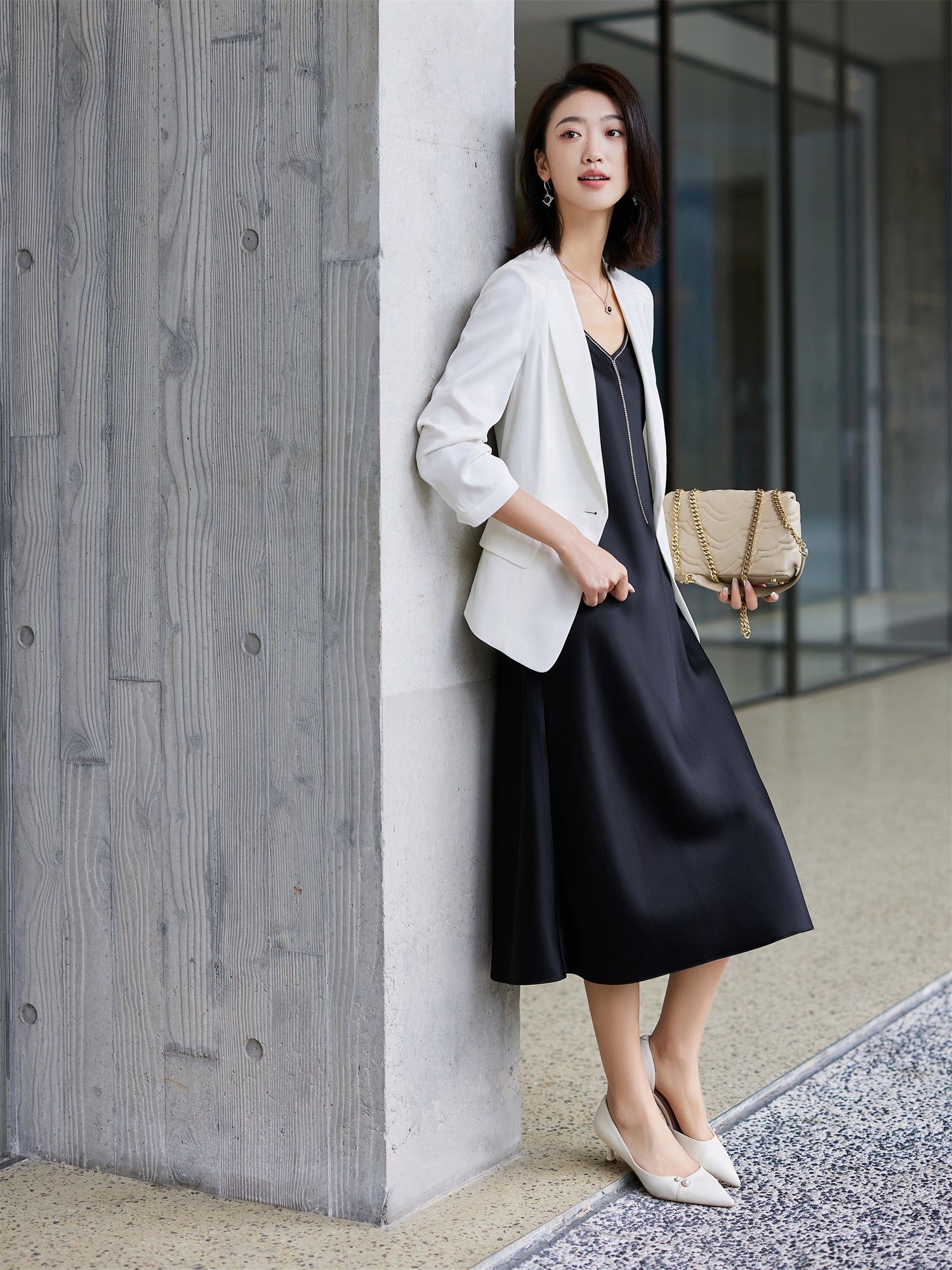 EP YAYING BLACK SLIP DRESS