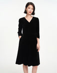 EP YAYING Lace Collar Velvet Knee Length Dress