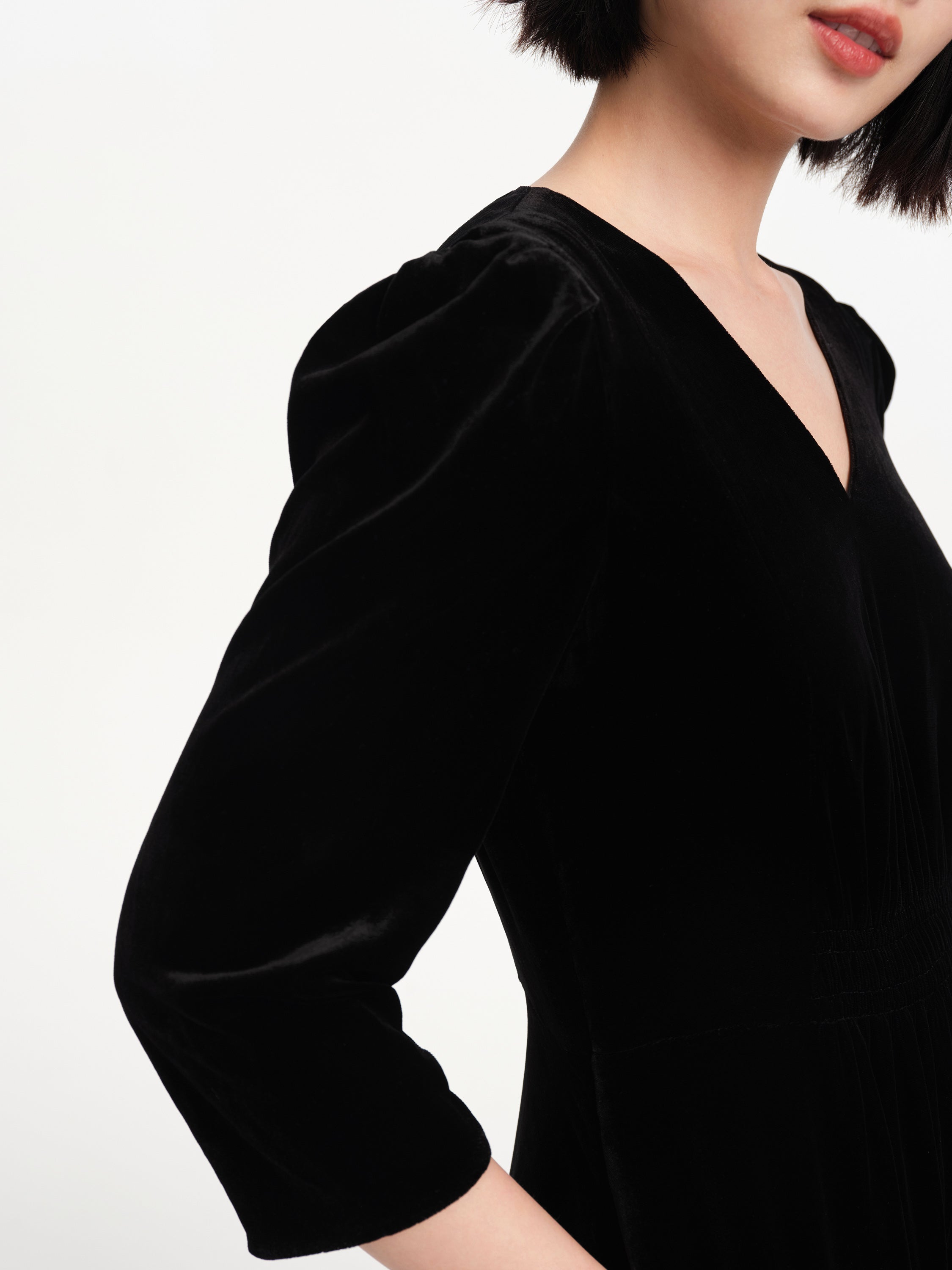EP YAYING Lace Collar Velvet Knee Length Dress