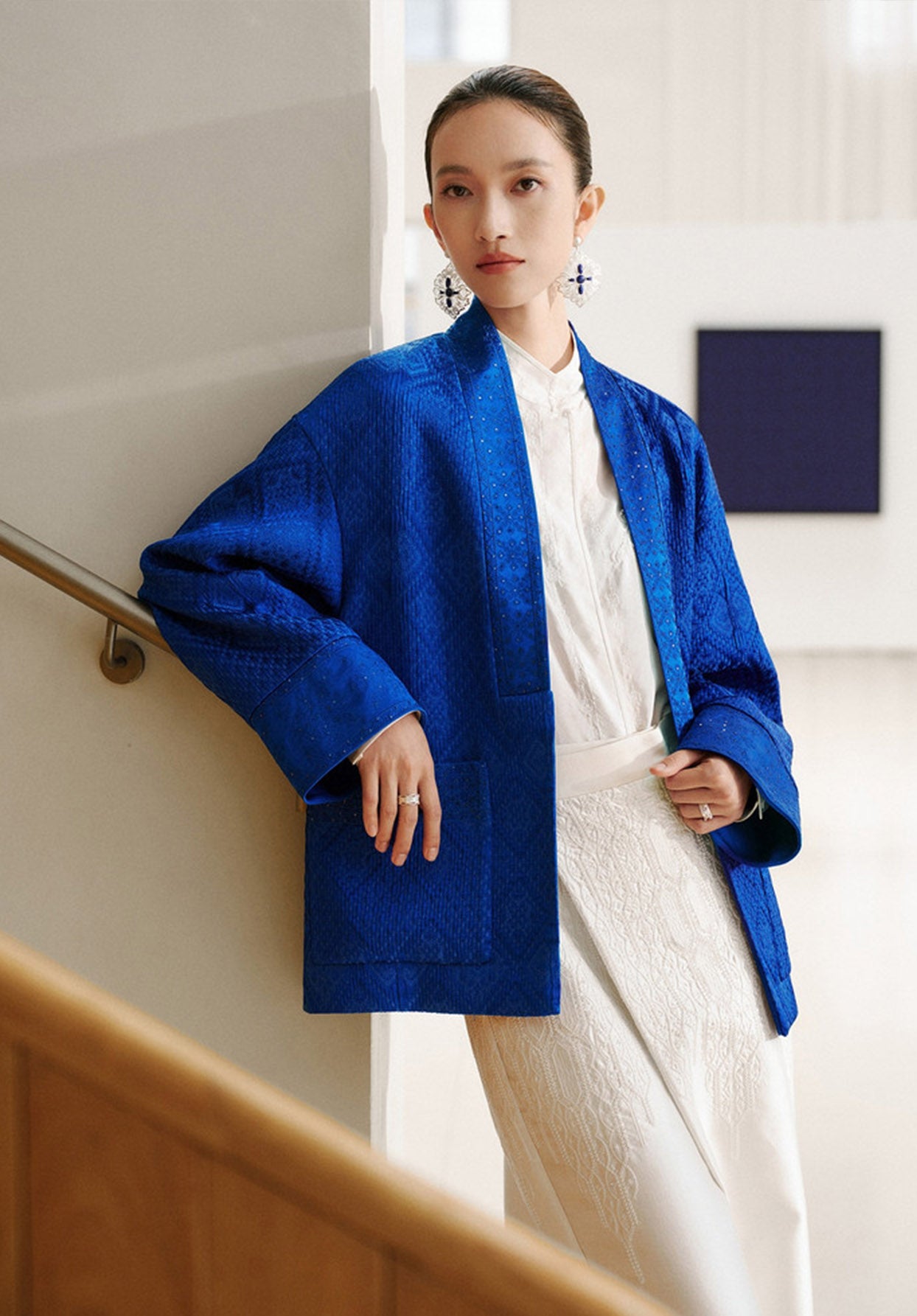 EP YAYING Blue Label Embroidered Oversized Jacket EGLAT1243A