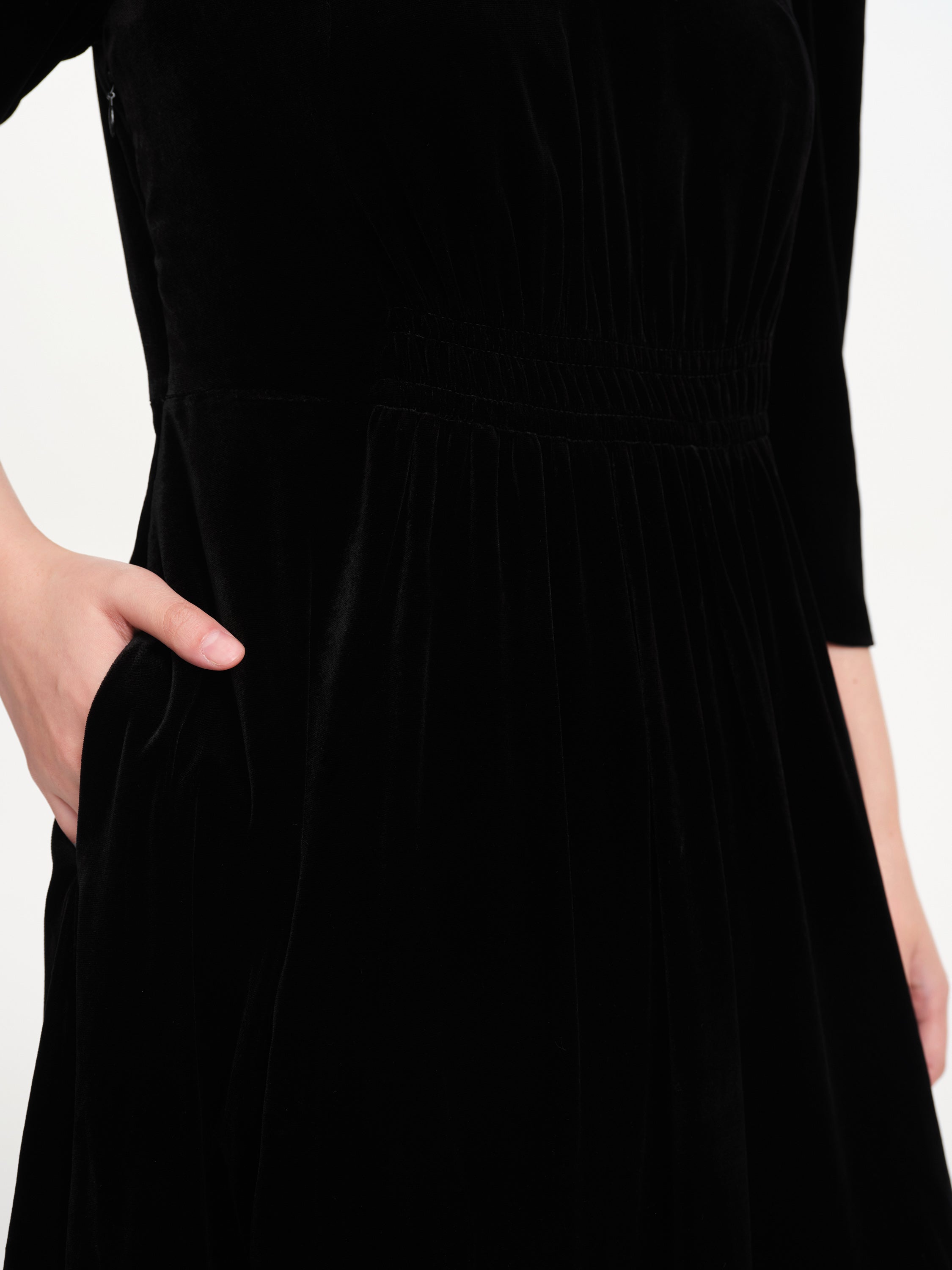 EP YAYING Lace Collar Velvet Knee Length Dress