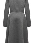 YAYING Charcoal Belted Long Coat with Faux-Fur Collar
