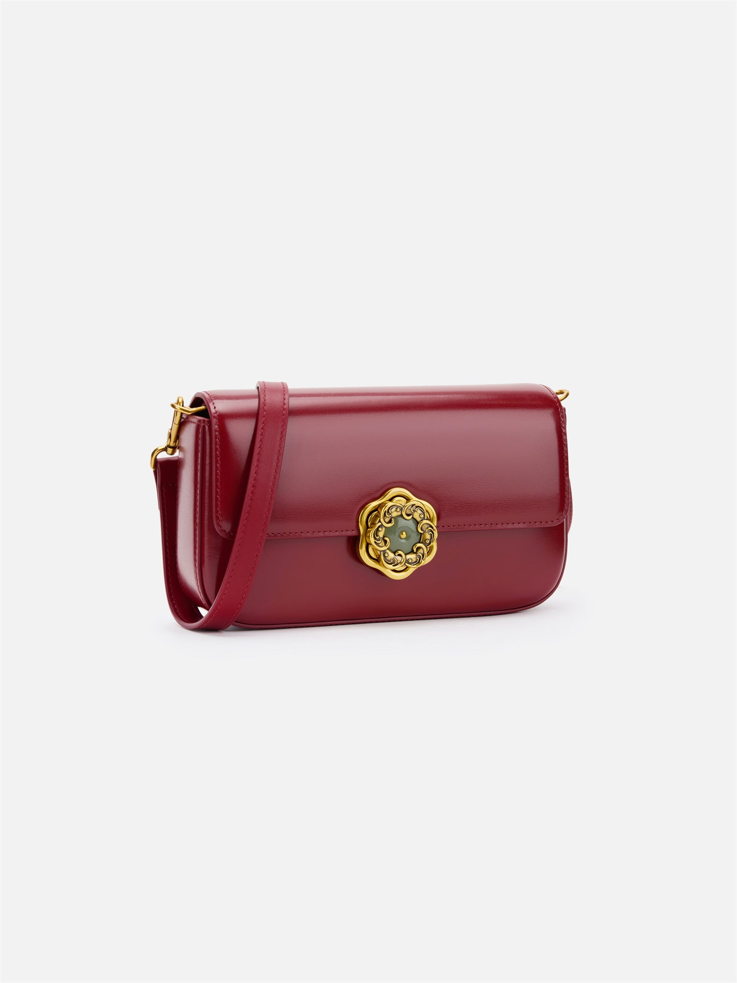 Hetian Jade Rotating Peony Button Bag
