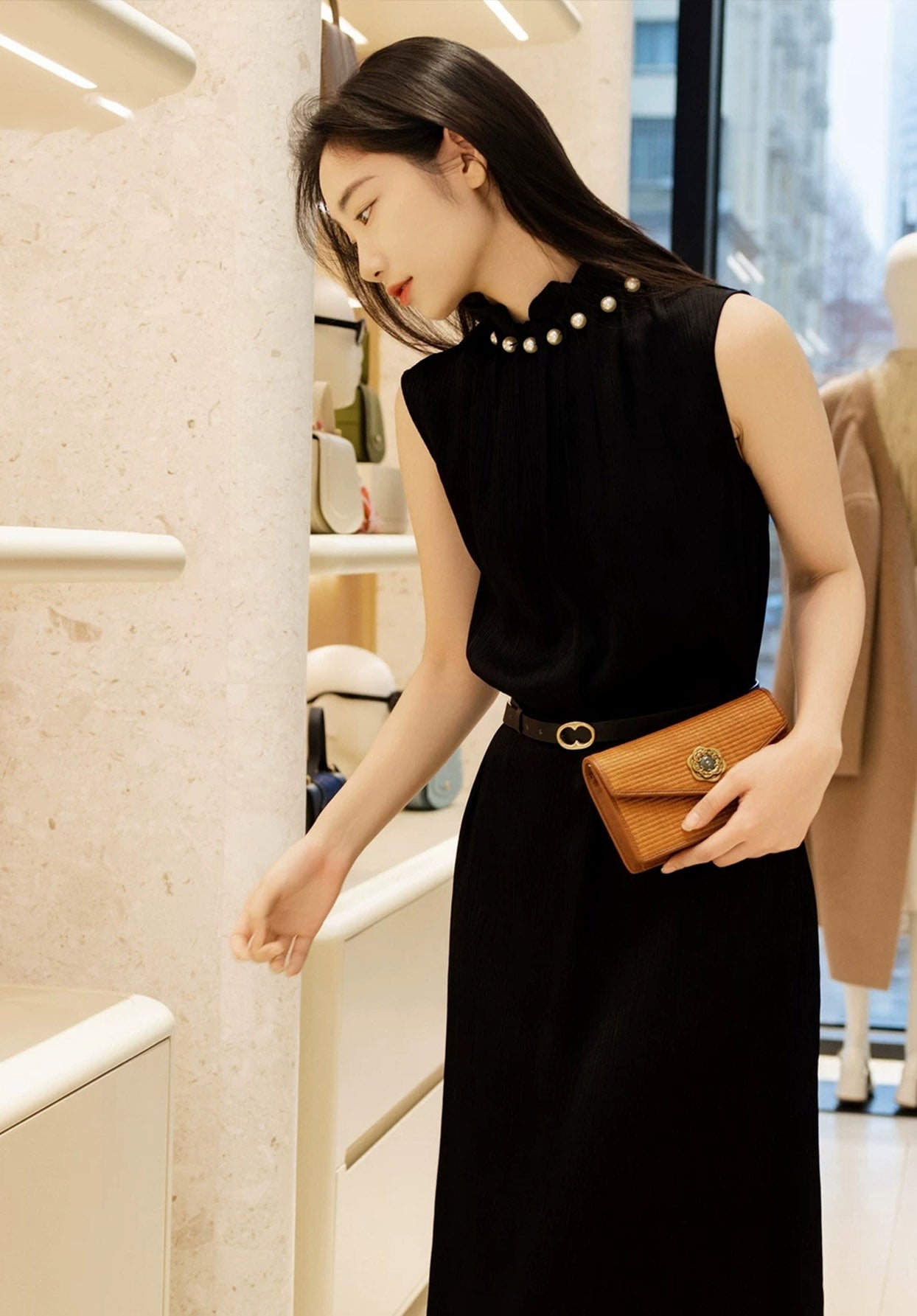 EP YAYING Stand-Collar Sleeveless Sequin Straight Dress EGLAA4105A