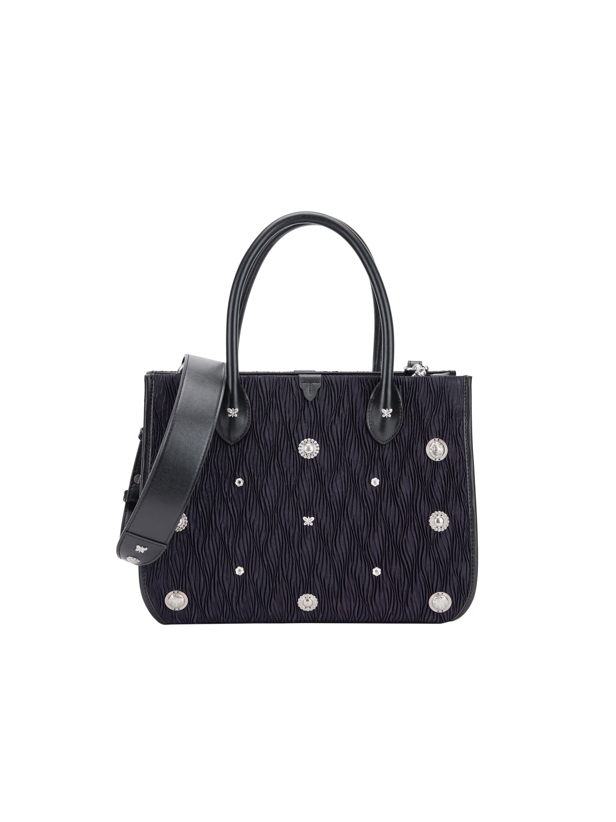EP YAYING Pleated Acetate Tote Bag with Detachable Pouch