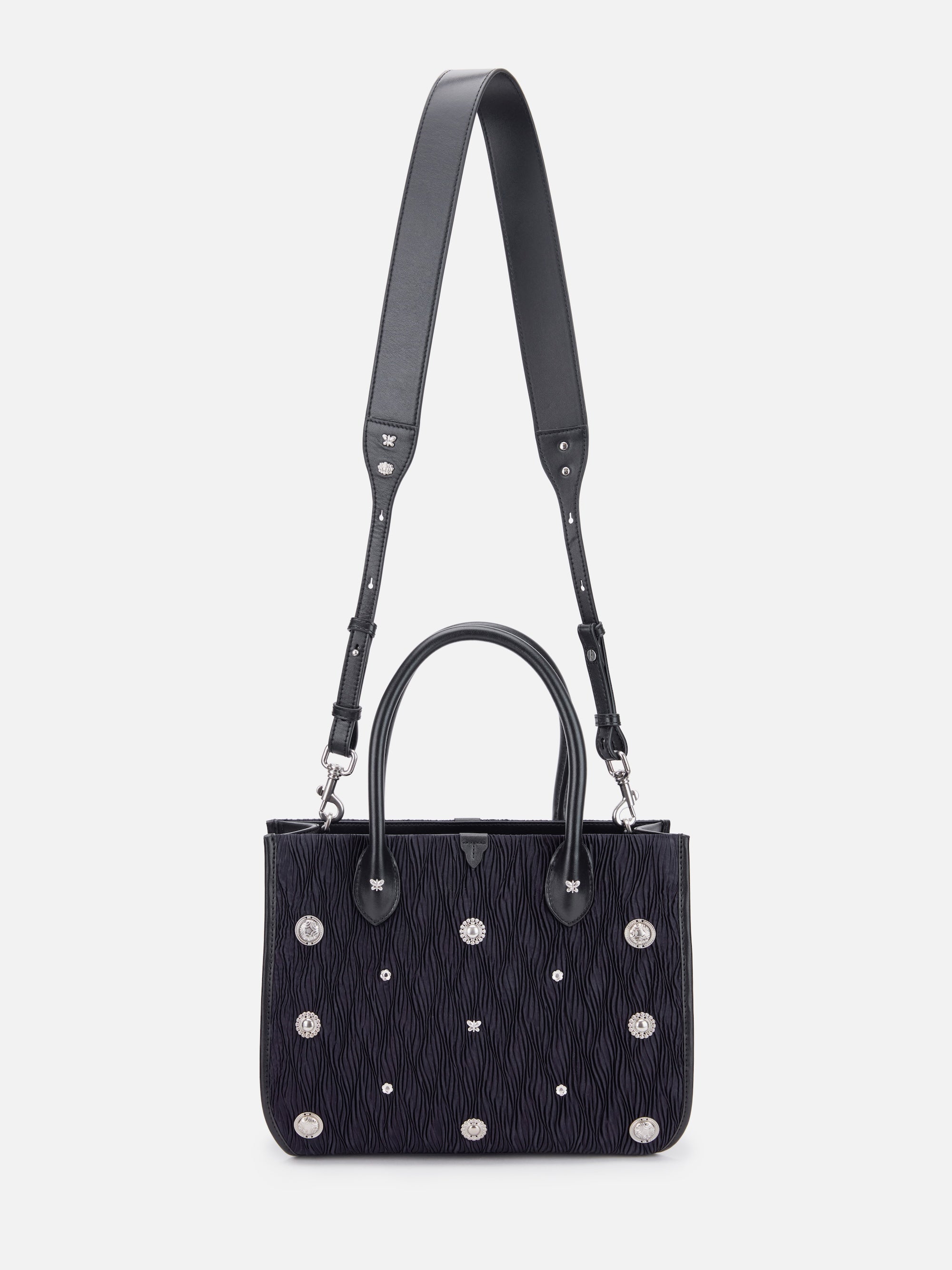 EP YAYING Pleated Acetate Tote Bag with Detachable Pouch