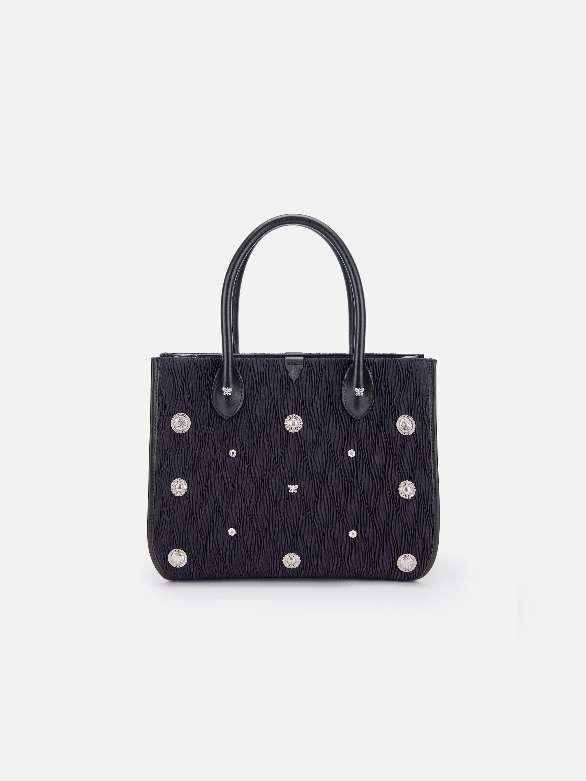 EP YAYING Pleated Acetate Tote Bag with Detachable Pouch