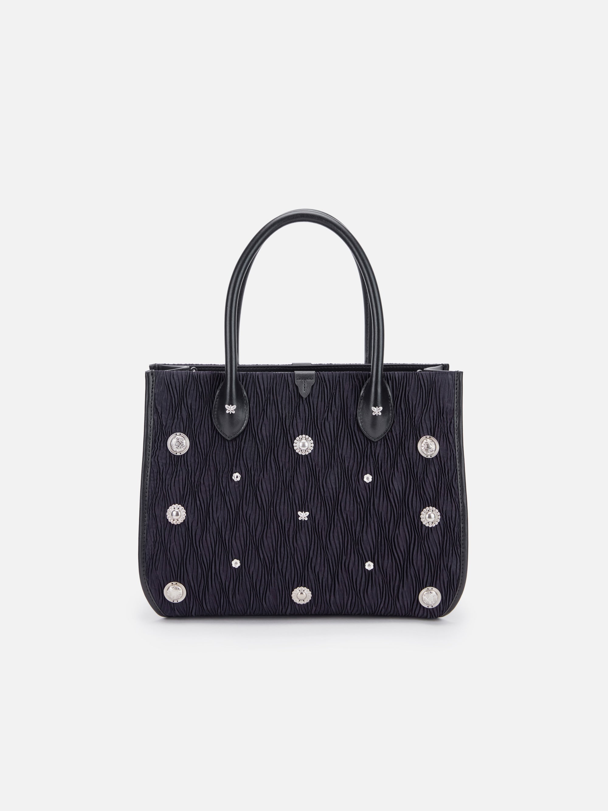 EP YAYING Pleated Acetate Tote Bag with Detachable Pouch