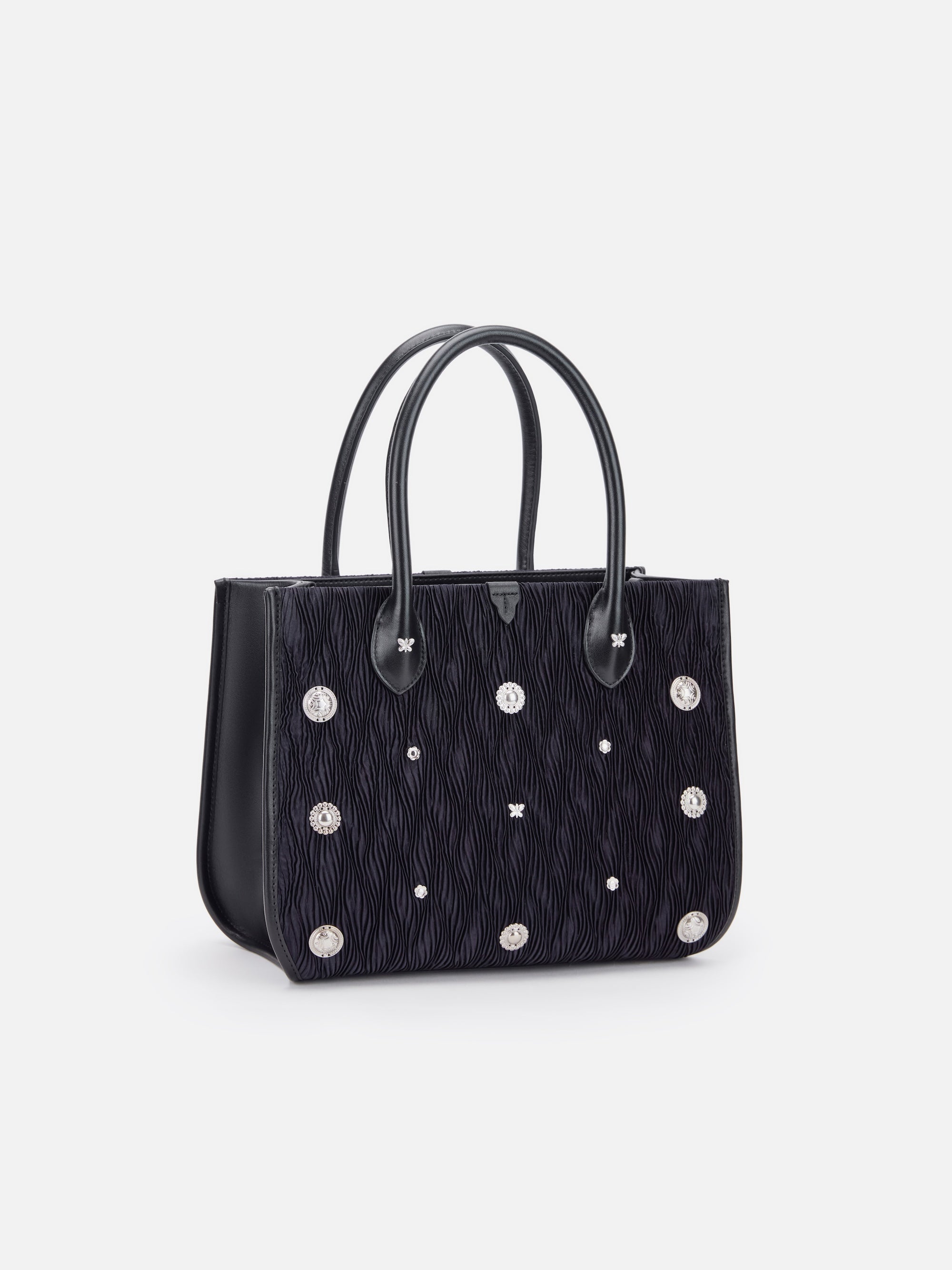 EP YAYING Pleated Acetate Tote Bag with Detachable Pouch