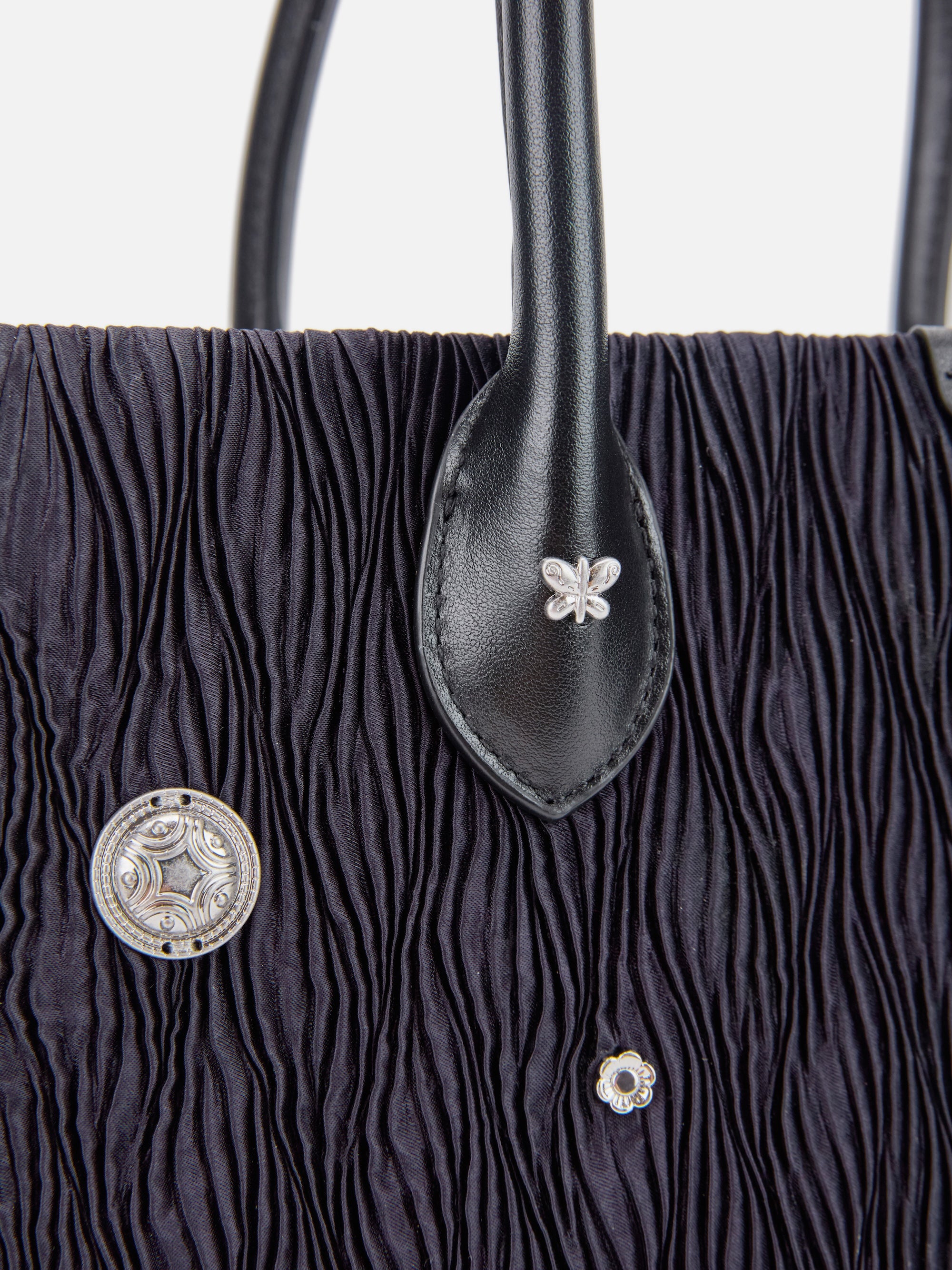 EP YAYING Pleated Acetate Tote Bag with Detachable Pouch