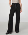 EP YAYING Black Cotton Casual Pants