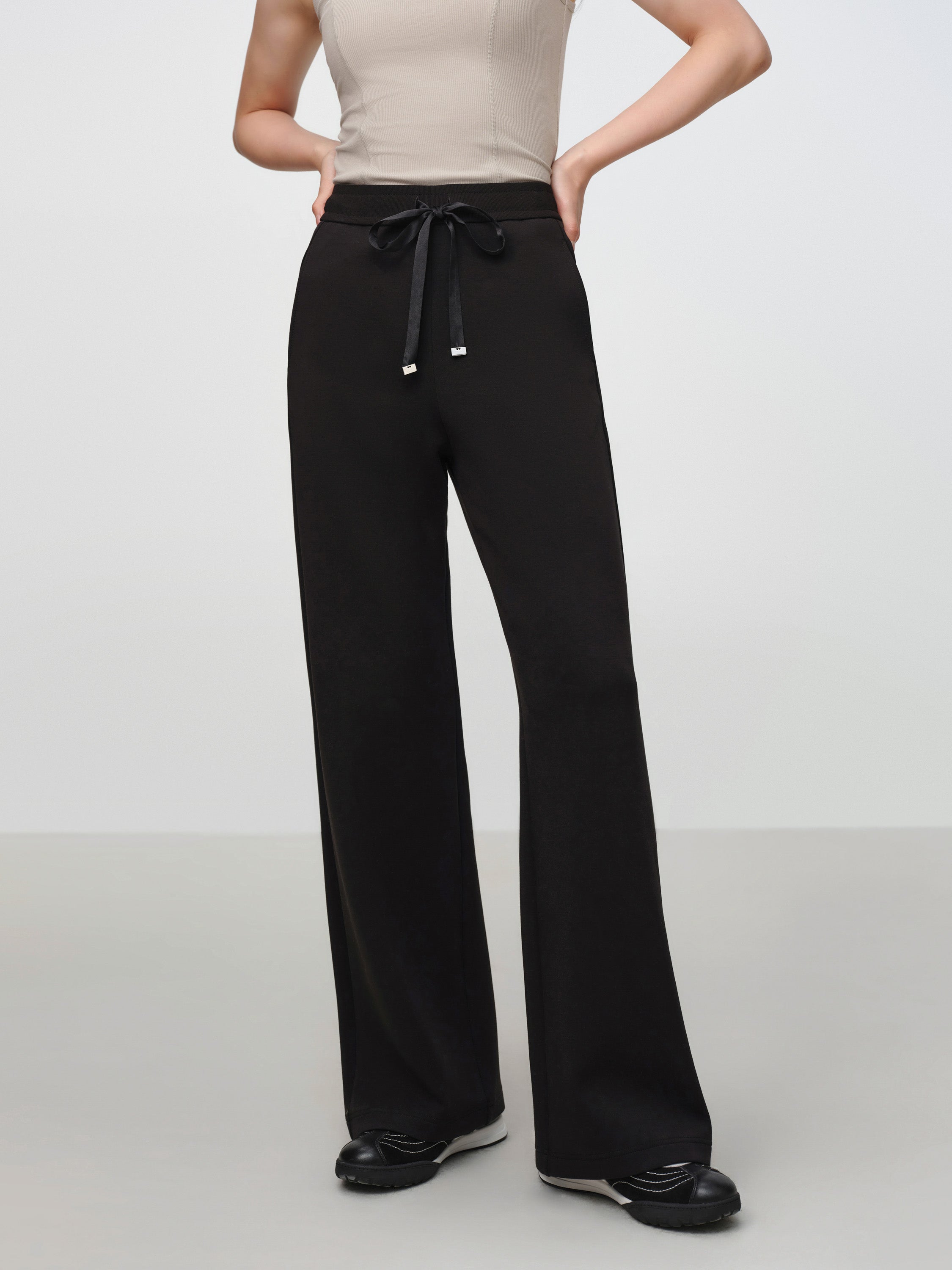 EP YAYING Black Cotton Casual Pants