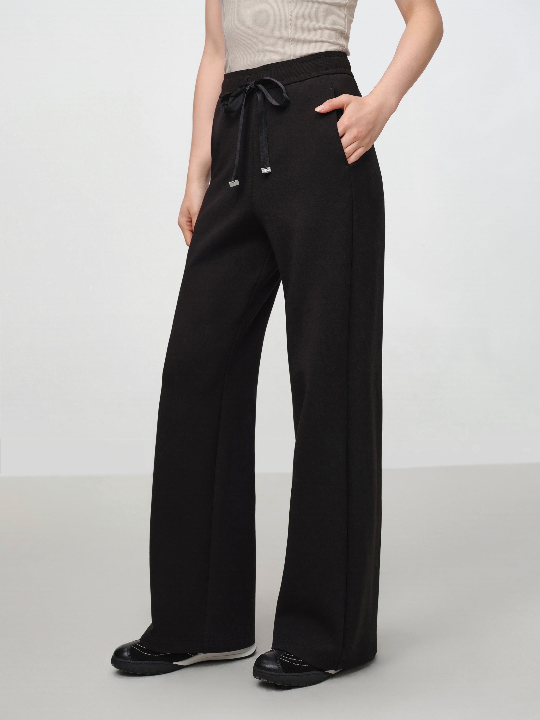 EP YAYING Black Cotton Casual Pants