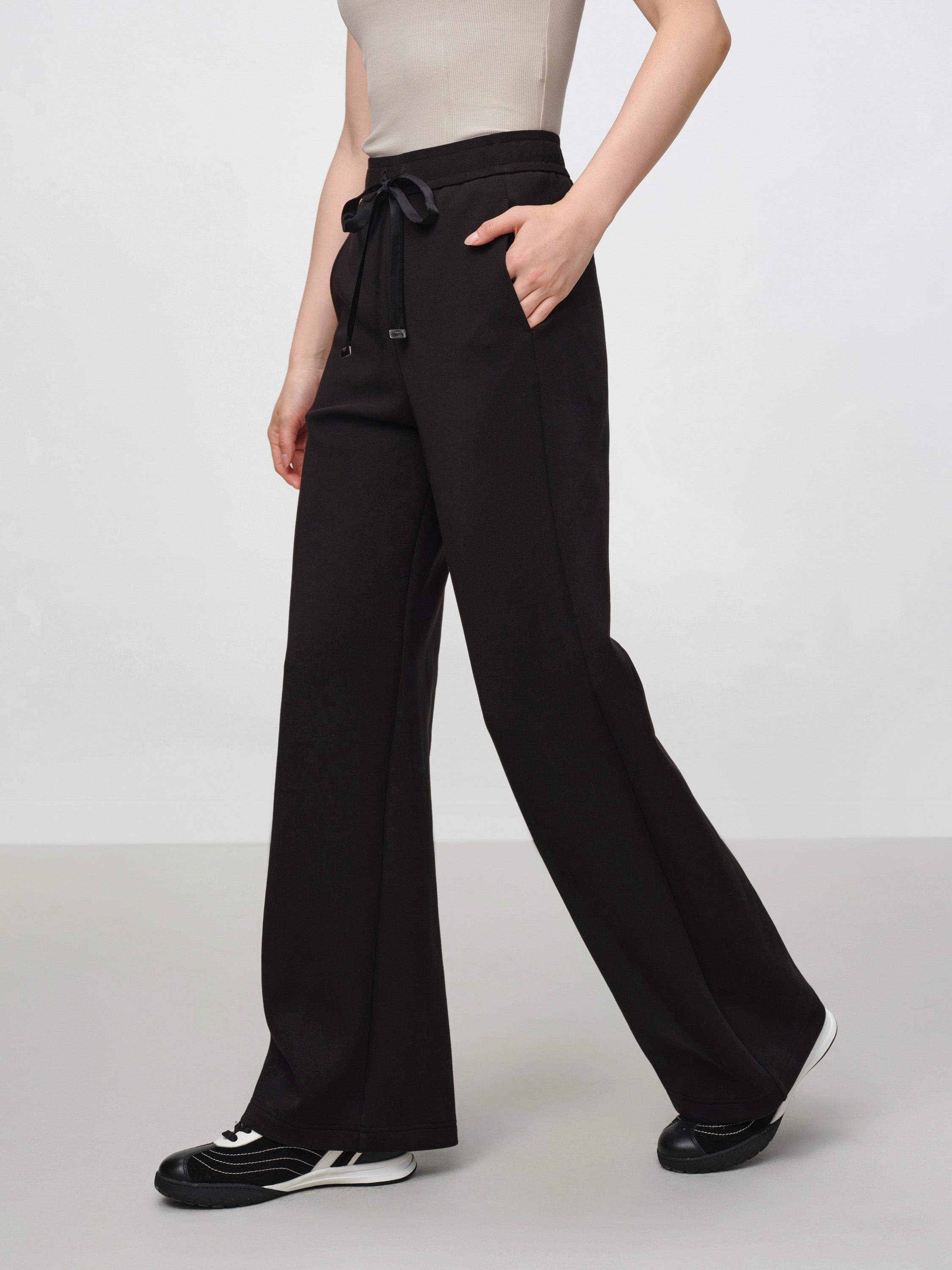 EP YAYING Black Cotton Casual Pants