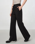 EP YAYING Black Cotton Casual Pants