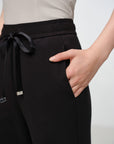 EP YAYING Black Cotton Casual Pants