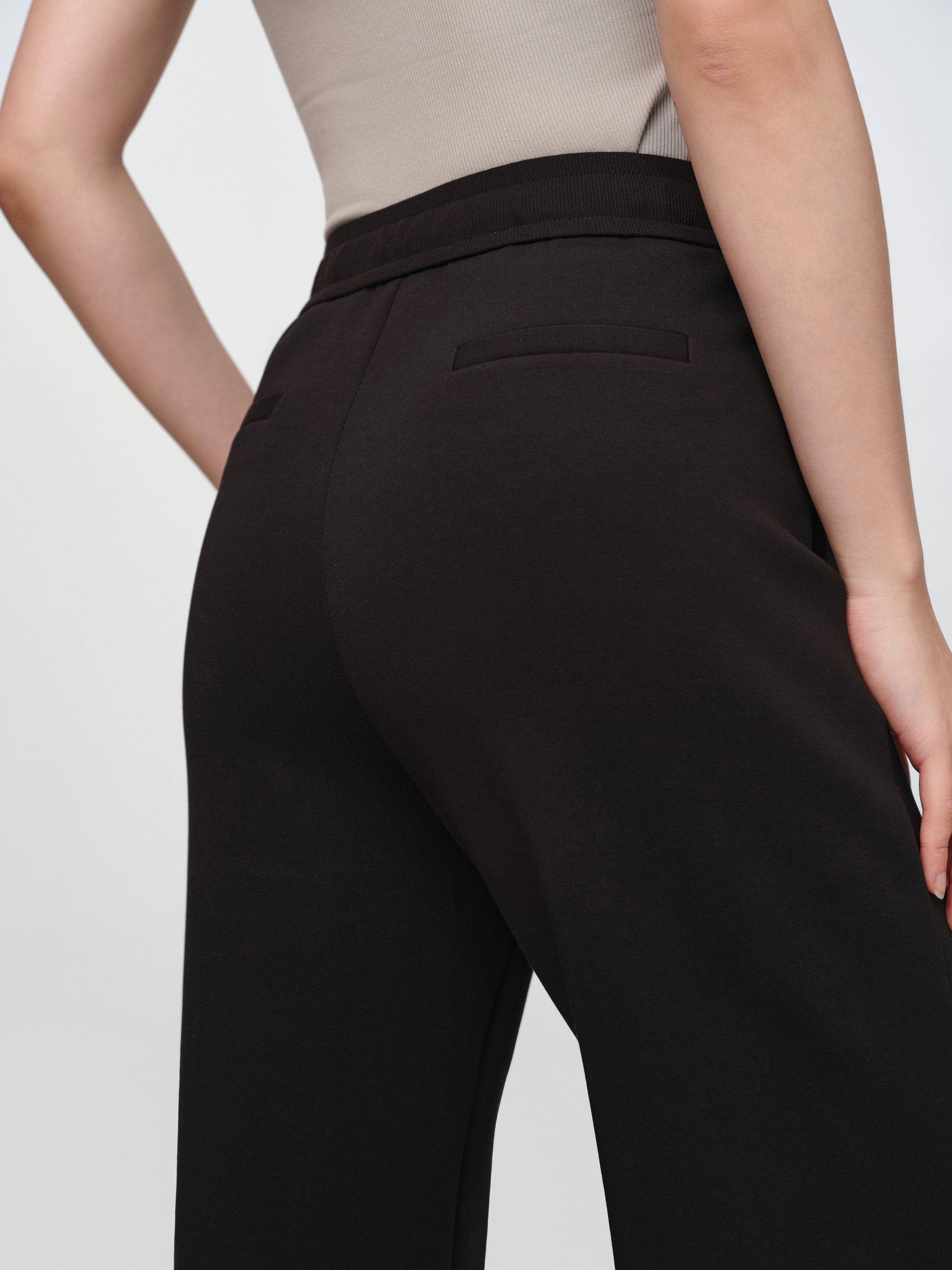 EP YAYING Black Cotton Casual Pants