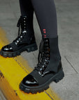 EP YAYING Knit Patchwork Martin Boots