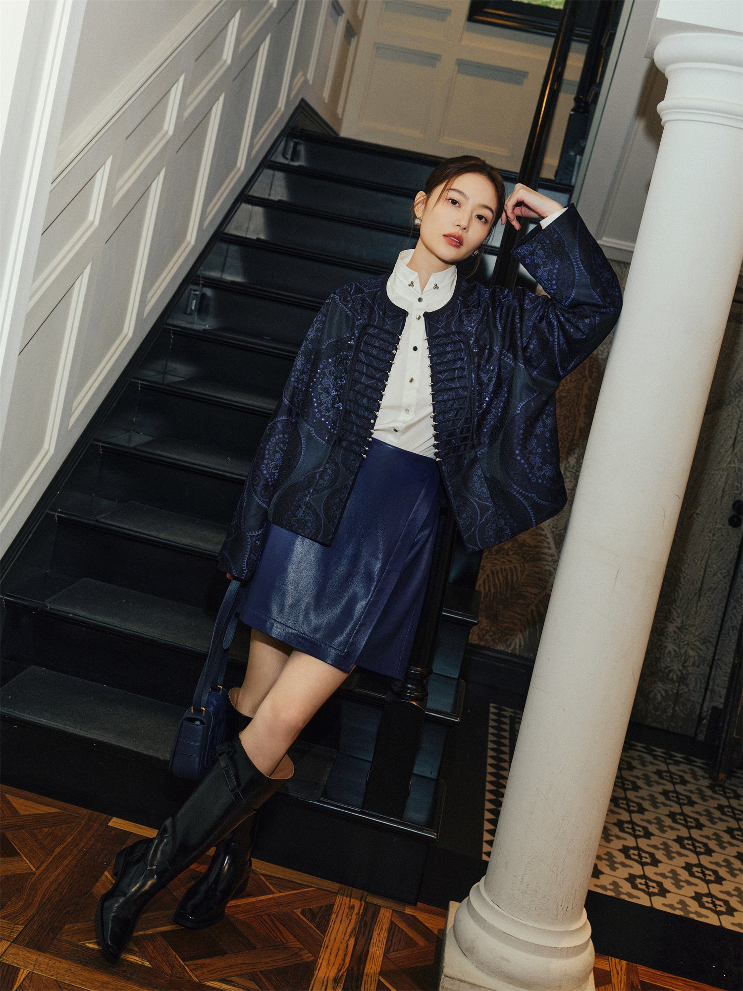 EP YAYING Mulberry Silk Jacquard Coat EGKES1237BZ