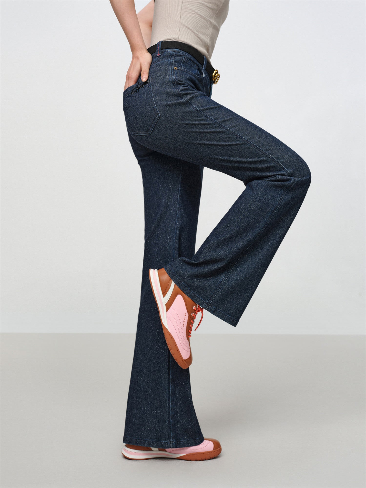 EP YAYING Silver Thread Knit Flared Pants EGKADJ630AZ